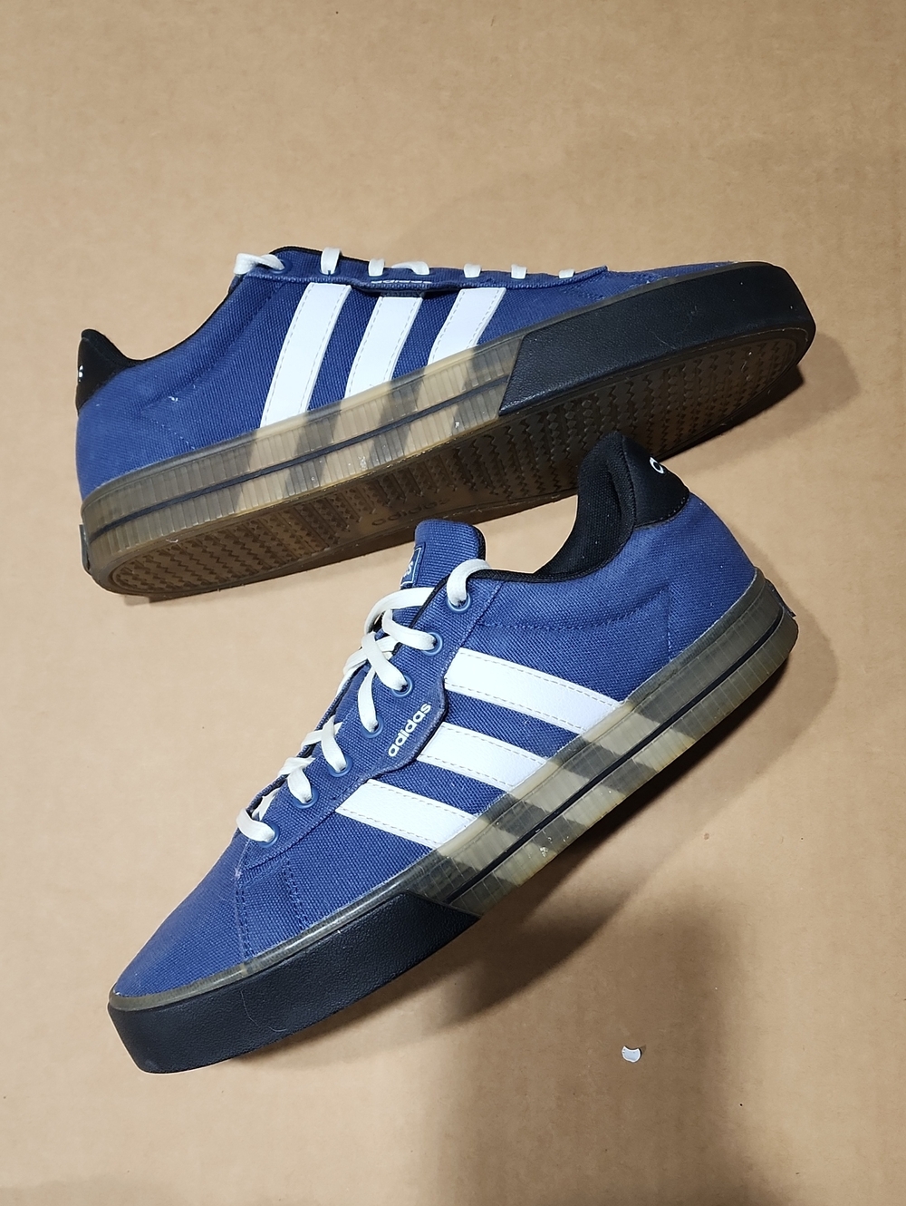 Adidas Daily 3.0 Sz 9 Navy Blue White Low Top Translucent Outsole